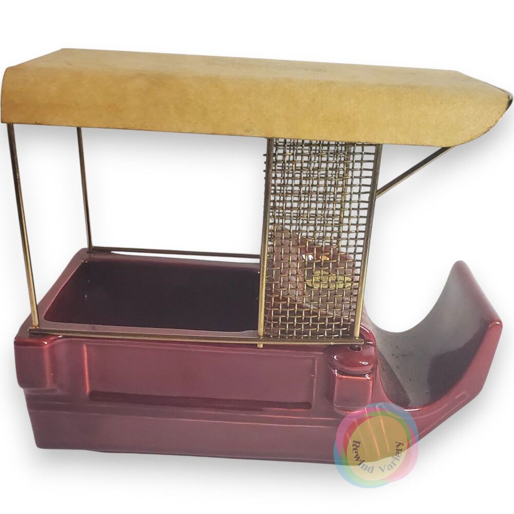 Vintage Metlox Poppytrail Maroon Carriage Planter Removable Top 1950s Gold Label